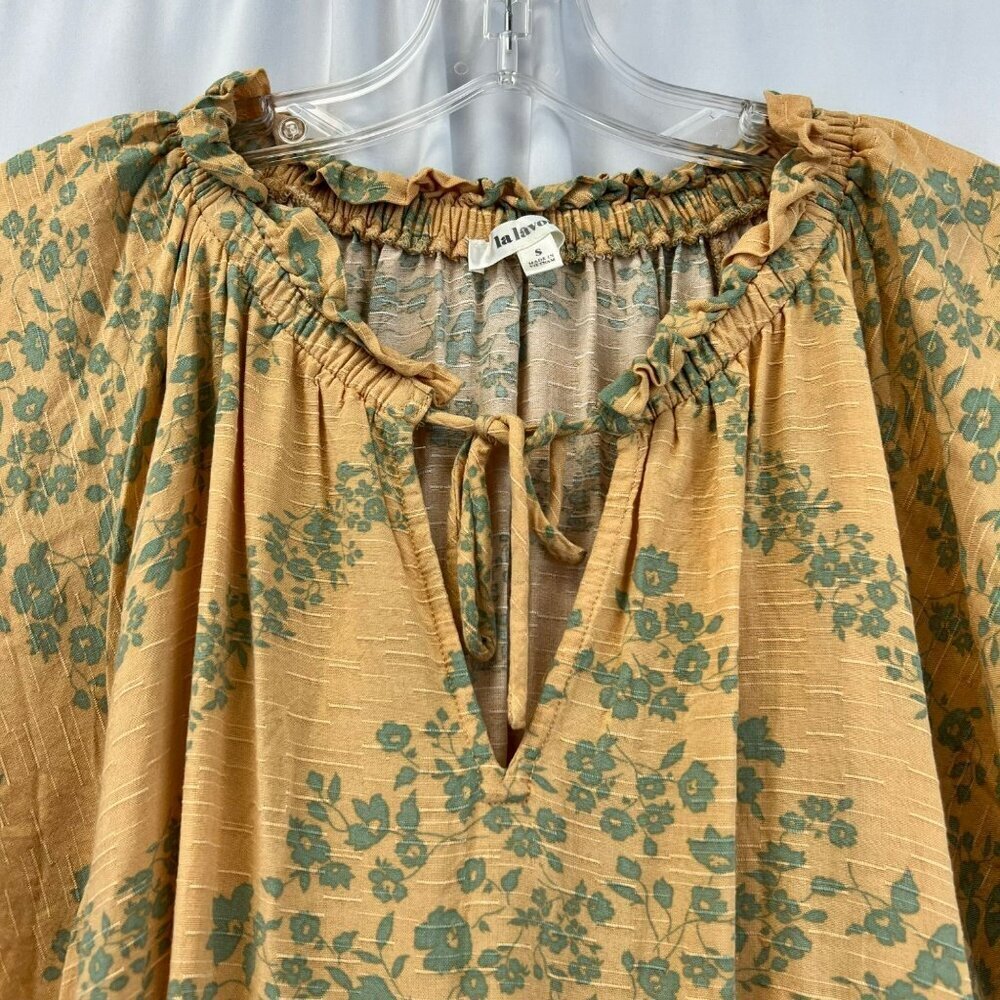 La Lavon. Women’s Floral Shift Dress Short Sleeve Orange/Green Size Small - Picture 3 of 8